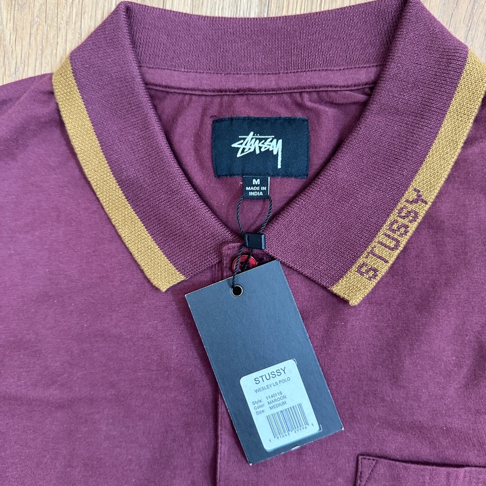 NWT Stussy Wesley long sleeve polo size Medium